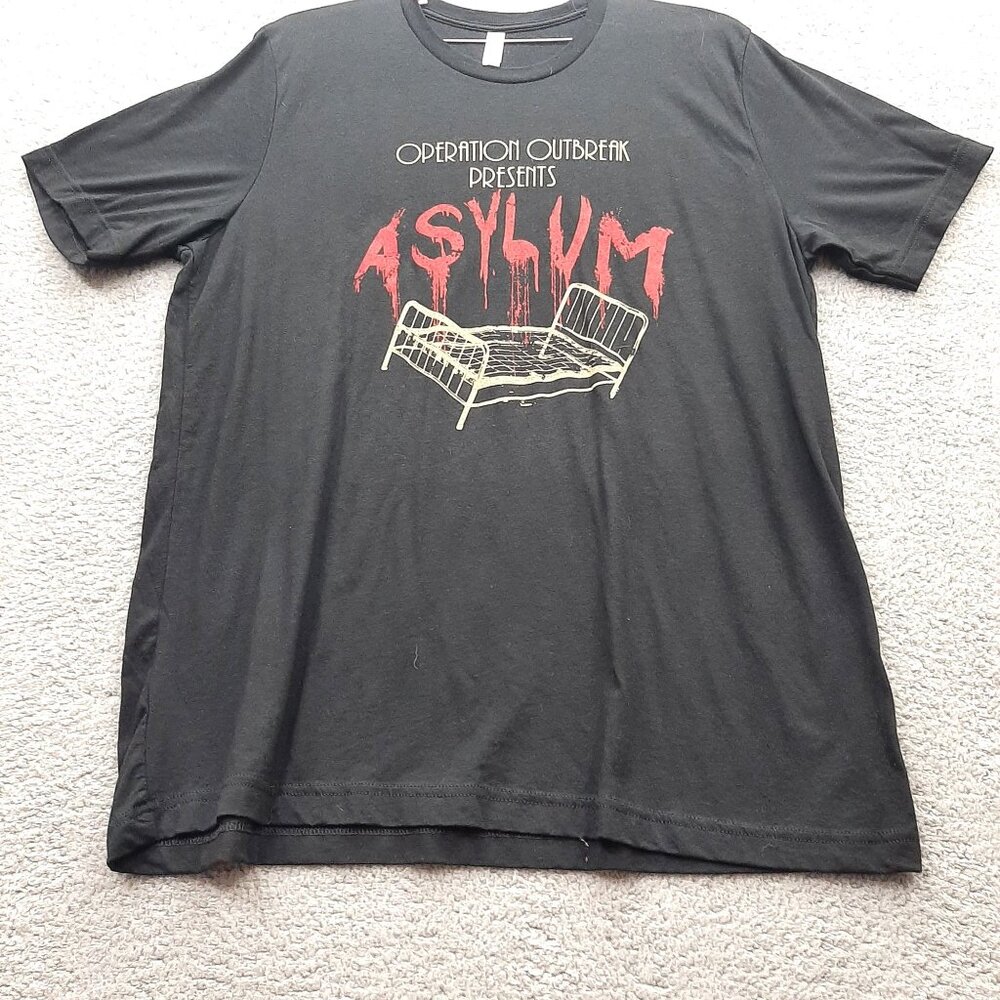 Operation Outbreak Asylum Graphic T-Shirt XL Unisex Black Short Sleeve